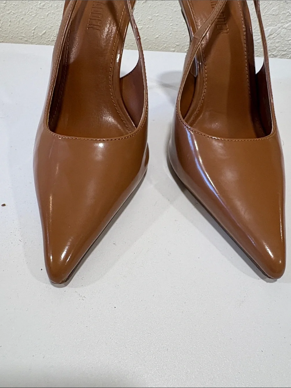 Steve Madden Reyes Cognac Leather Slingback Pointed-Toe Heels